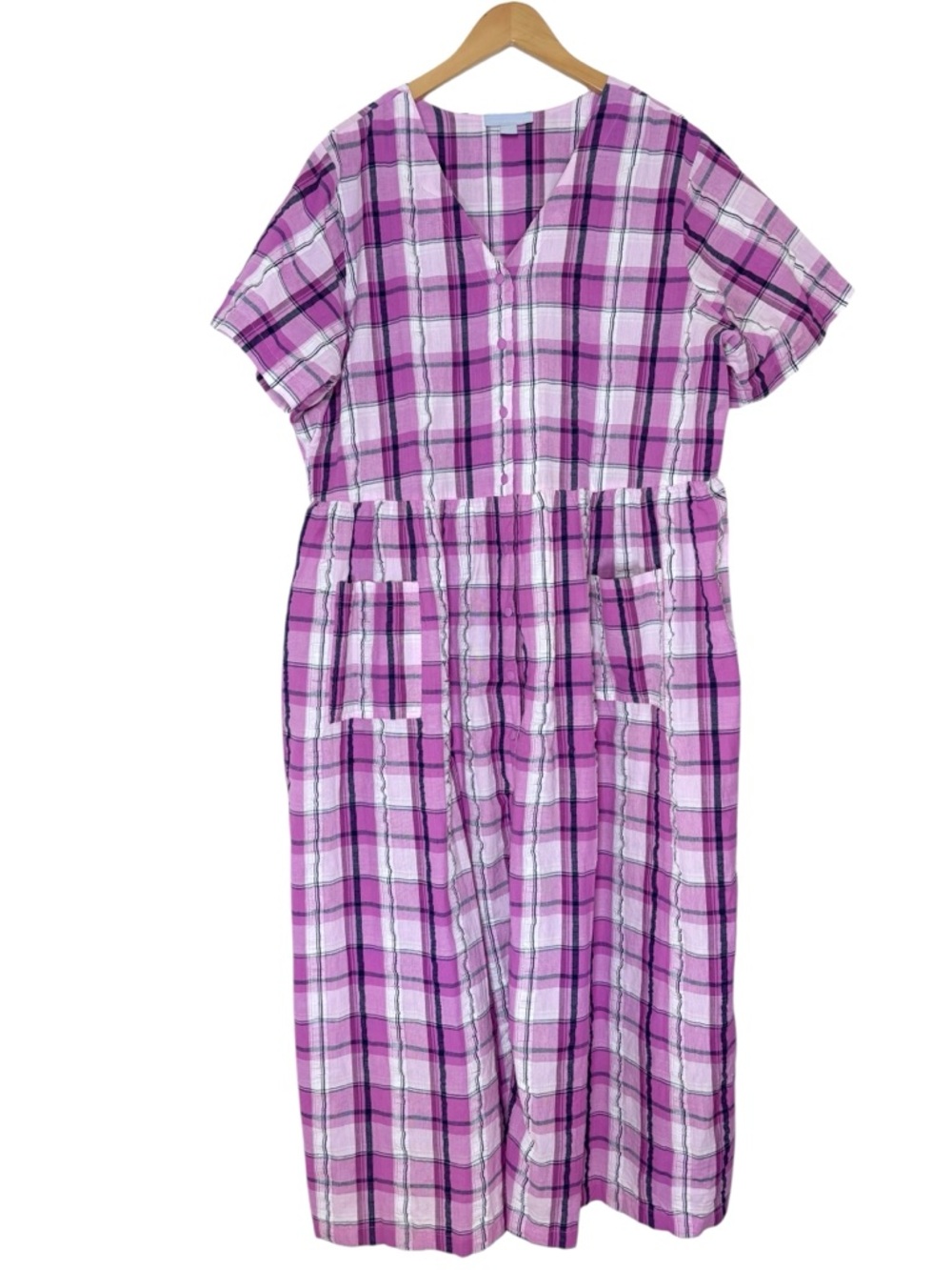 Only Necessities Patio Dress Plaid Maxi 1X